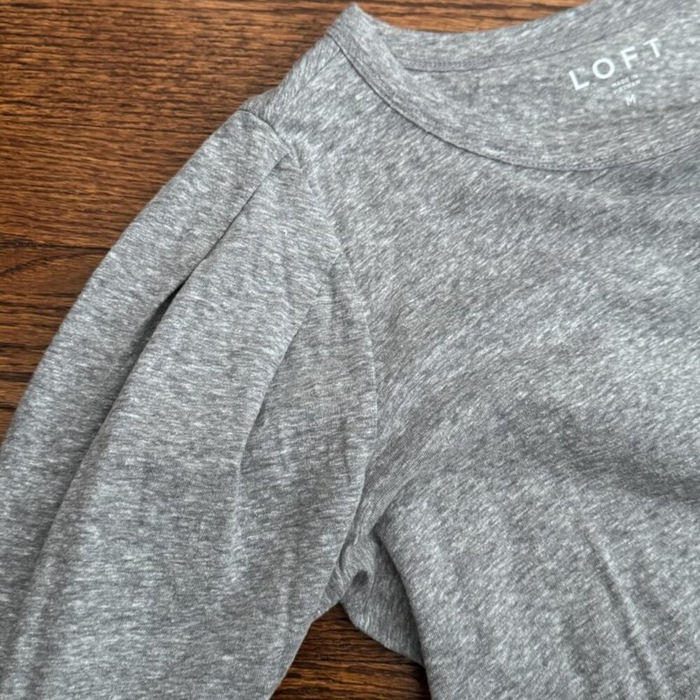 LOFT Balloon Sleeve Grey Shirt- M
